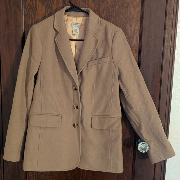 L.L. Bean Wool-Cashmere Blazer Classic Beige Size 10 - Picture 1 of 6